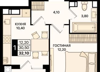 Продам 1-комнатную квартиру, 32.1 м2, Ростов-на-Дону