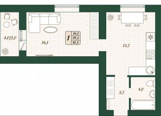 Продаю однокомнатную квартиру, 39.5 м2, поселок городского типа Стройкерамика, улица Олега Пешкова