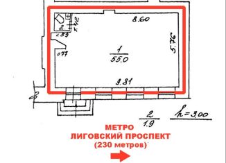 Сдается торговая площадь, 57 м2, Санкт-Петербург, Лиговский проспект, 64-66, метро Лиговский проспект