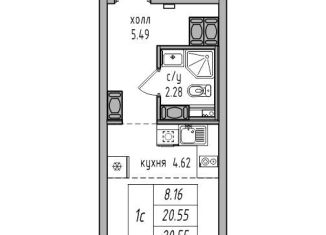 Квартира на продажу студия, 20.6 м2, посёлок Парголово, Заречная улица, 50