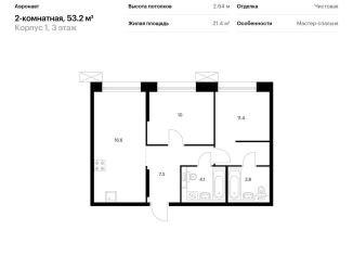 Продается 2-комнатная квартира, 53.2 м2, Санкт-Петербург, метро Волковская