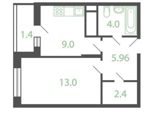 1-комнатная квартира на продажу, 35.8 м2, Котельники