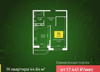 Продажа 1-ком. квартиры, 44 м2, Краснодар, Прикубанский округ