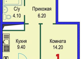 Продаю 1-ком. квартиру, 37.2 м2, Ставрополь, Гражданская улица, 1/4, микрорайон № 14