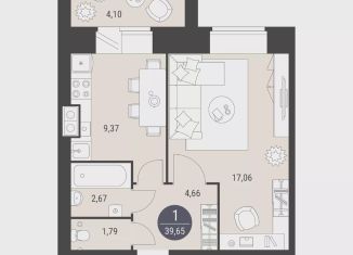 Продажа 1-ком. квартиры, 39.7 м2, Йошкар-Ола, микрорайон Фестивальный