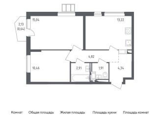 Двухкомнатная квартира на продажу, 53.3 м2, Ленинский городской округ, жилой комплекс Горки Парк, к2.1