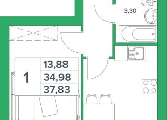 Продается 1-ком. квартира, 37.8 м2, село Лебяжий, Центральная улица, 1к1