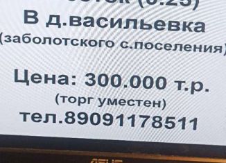 Продаю участок, 25 сот., деревня Васильевка, Молодёжная улица