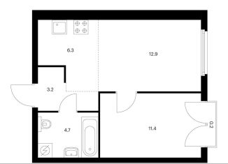 2-комнатная квартира на продажу, 38.7 м2, Москва, ЖК Барклая 6