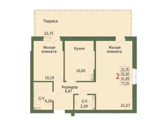 Продажа 2-комнатной квартиры, 61.9 м2, Свердловская область