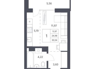 Квартира на продажу студия, 25 м2, Новосибирск, Калининский район, улица Тюленина, 3