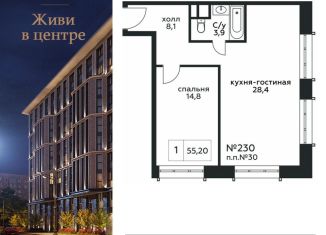 Продажа однокомнатной квартиры, 55.2 м2, Москва, Стремянный переулок, 2, ЖК Амарант