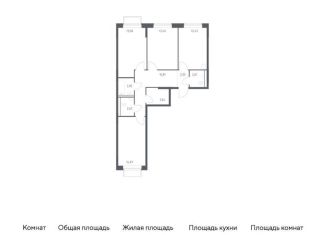 Продаю трехкомнатную квартиру, 78.3 м2, Московская область, жилой комплекс Томилино Парк, к6.2