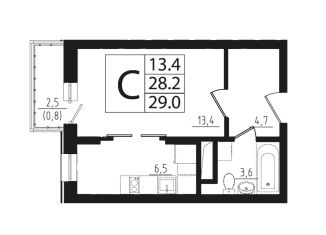 Квартира на продажу студия, 29 м2, Звенигород, 3-й микрорайон, к13