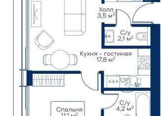 Продажа однокомнатной квартиры, 38.7 м2, Москва, квартал Атлантик, Б1