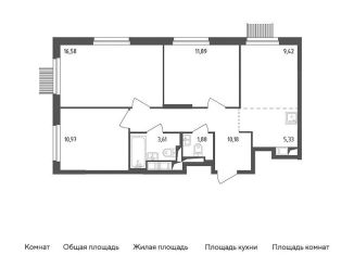 Четырехкомнатная квартира на продажу, 68.5 м2, Мытищи, жилой комплекс Мытищи Парк, к1