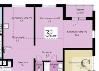 Продаю двухкомнатную квартиру, 63.1 м2, Новосибирск, улица Красный Факел, 39, Первомайский район