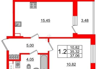 Продажа однокомнатной квартиры, 37 м2, Санкт-Петербург, ЖК Солнечный Город, проспект Будённого, 23к5