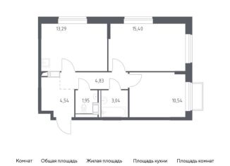 Продажа 2-комнатной квартиры, 53.6 м2, посёлок Мирный, жилой комплекс Томилино Парк, к6.2