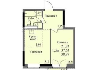 Продажа 1-комнатной квартиры, 37.6 м2, Ижевск, улица Ключевой Посёлок, 23литА