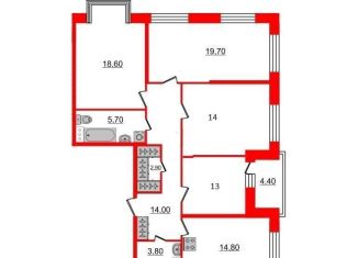 4-комнатная квартира на продажу, 107 м2, Санкт-Петербург, улица Александра Матросова, 1, муниципальный округ Сампсониевское