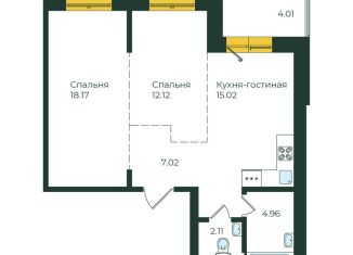 3-комнатная квартира на продажу, 63.4 м2, Иркутск, улица Пискунова, 136, ЖК Семья