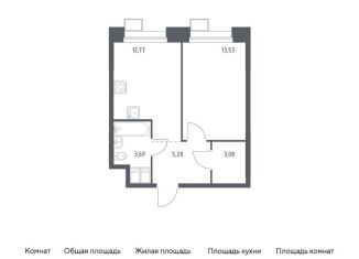 Продажа 1-комнатной квартиры, 38.4 м2, Москва, многофункциональный комплекс Тропарево Парк, к2.4