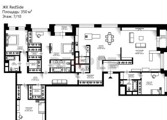 Продается 5-комнатная квартира, 350 м2, Москва, метро Улица 1905 года, 2-я Черногрязская улица, 6к1