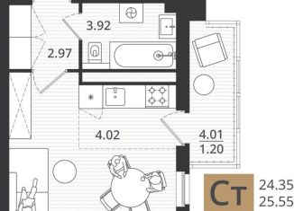 Продажа квартиры студии, 25.6 м2, Архангельск, Октябрьский округ, площадь Ленина