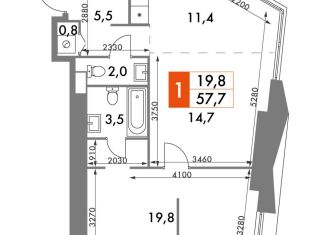 Продажа однокомнатной квартиры, 57.7 м2, Москва, ЖК Архитектор, улица Академика Волгина, 2с3