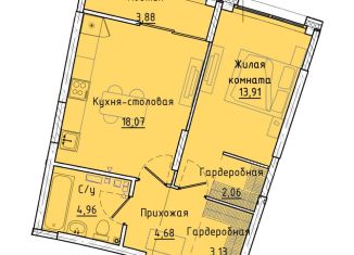 Однокомнатная квартира на продажу, 48.8 м2, Екатеринбург, Машинная улица, 1В/3, ЖК Клевер Парк