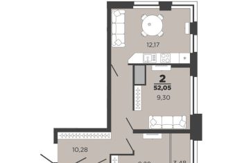 Продам 2-комнатную квартиру, 52.1 м2, Рязанская область
