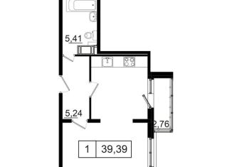 Продам 1-комнатную квартиру, 39.4 м2, деревня Янино-2