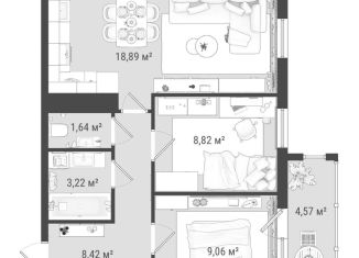 3-ком. квартира на продажу, 54.6 м2, Томск, улица Войкова, 51с5, ЖК Войков