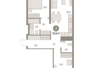 Продается 2-комнатная квартира, 73 м2, Новосибирск, метро Речной вокзал