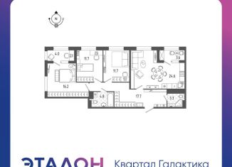 Продам 3-комнатную квартиру, 93.9 м2, Санкт-Петербург, ЖК Галактика, Измайловский бульвар, 9