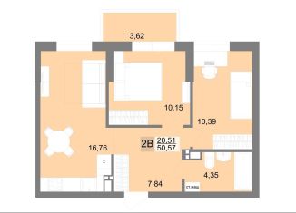 Продаю 2-ком. квартиру, 51.3 м2, Екатеринбург, ЖК Шолохов