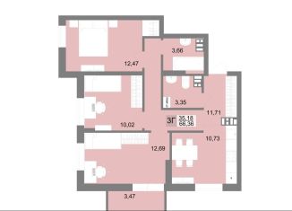 Продажа 3-комнатной квартиры, 66.4 м2, Екатеринбург, ЖК Шолохов