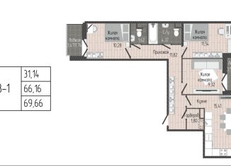 Продам 3-комнатную квартиру, 69.7 м2, Сертолово