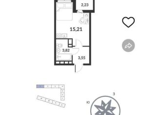 Продаю квартиру студию, 23.7 м2, посёлок Шушары, ЖК Чкалов