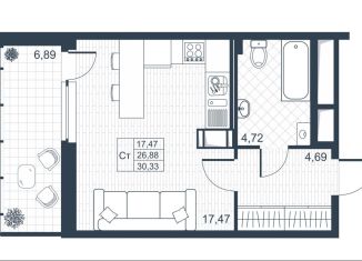 Продается квартира студия, 30.7 м2, Коммунар, Ново-Антропшинская улица, 5