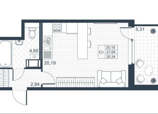 Продается квартира студия, 30.3 м2, Коммунар, ЖК Ново-Антропшино, Ново-Антропшинская улица, 5