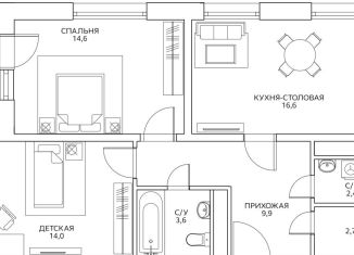Продам двухкомнатную квартиру, 65.4 м2, Москва, ЖК Авиатика, улица Маргелова, 3к2