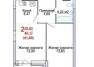 Продается двухкомнатная квартира, 41.7 м2, Ярославль, Фрунзенский район
