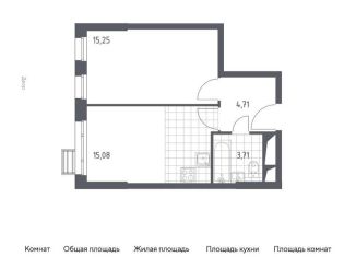 1-комнатная квартира на продажу, 38.8 м2, Московская область, жилой комплекс Спутник, к15