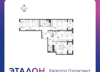 3-комнатная квартира на продажу, 86.6 м2, Санкт-Петербург, ЖК Галактика, Измайловский бульвар, 9