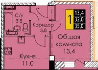 Продажа однокомнатной квартиры, 35 м2, Ангарск