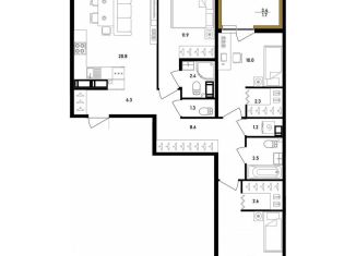 Продается 3-комнатная квартира, 86.8 м2, Санкт-Петербург, ЖК Белый Остров, Белоостровская улица, 7