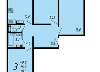 Продаю 3-ком. квартиру, 78 м2, Воронеж, улица Маршала Одинцова, 25Б/5, ЖК Лазурный