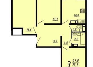 3-ком. квартира на продажу, 77 м2, Воронеж, ЖК Лазурный, улица Маршала Одинцова, 25Б/33